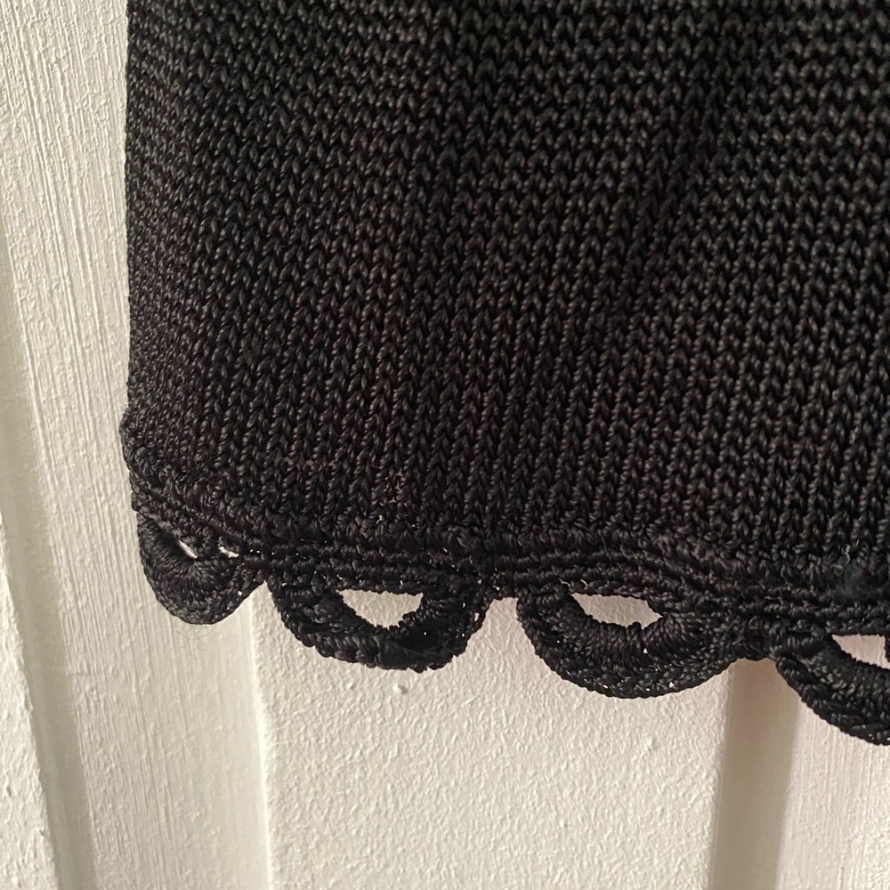 Trina Turk Black Sheer Knit Keyhole Long Sleeve Top Vintage - Picture 5 of 7